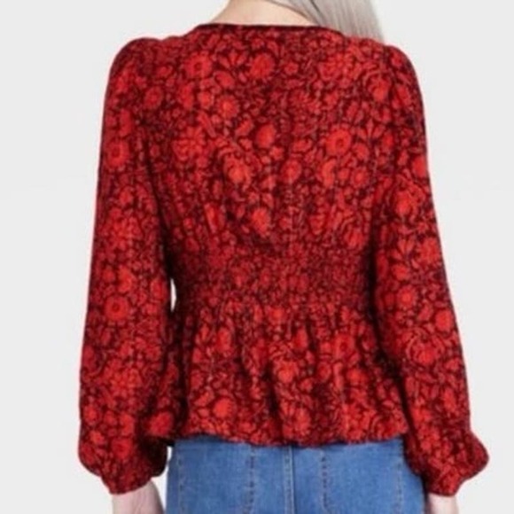 KNOX ROSE Peasant Boho Floral Metallic Embroidered Smocked Back Blouse - Sz XXL - Picture 2 of 8